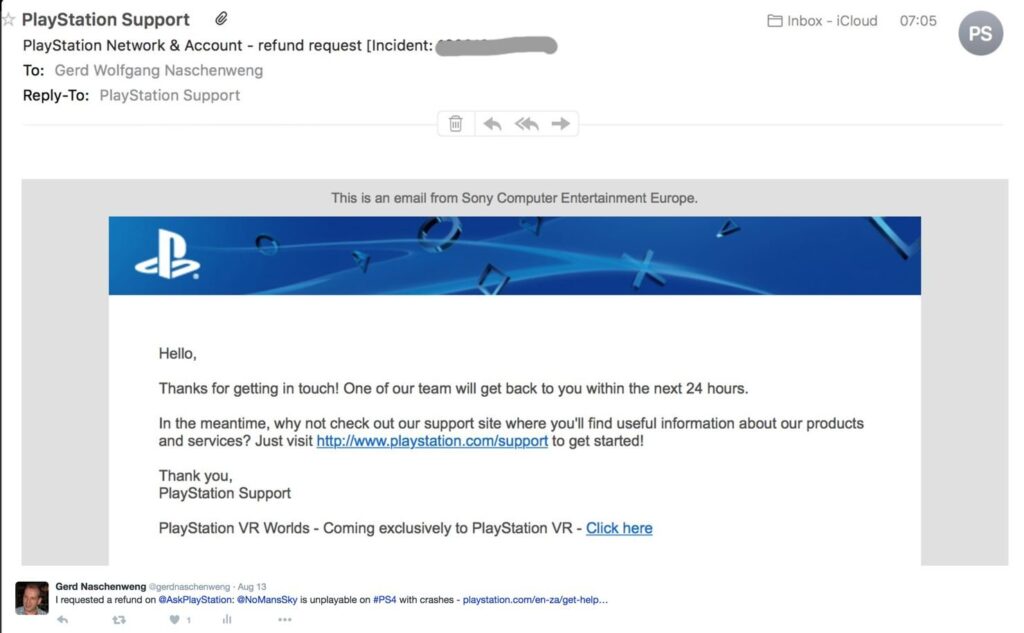 Requesting a refund for No Man's Sky will get your PSN account